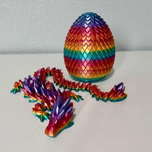 23'' 3D Printed Crystal Dragon (Optional Egg), Flexible Articulated Large Dragon