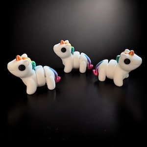 Flexible 3D Printed Unicorn, Articulated Flexi Unicorn Toy, Baby Unicorn Fidget