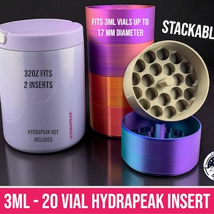 20 Vial Insert for Hydrapeak Thermos, Stackable, 3ml Peptide Vial Storage