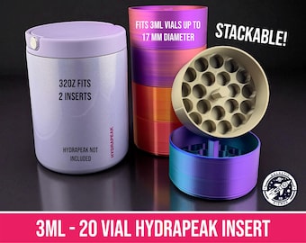 20 Vial Insert for Hydrapeak Thermos, Stackable, 3ml Peptide Vial Storage