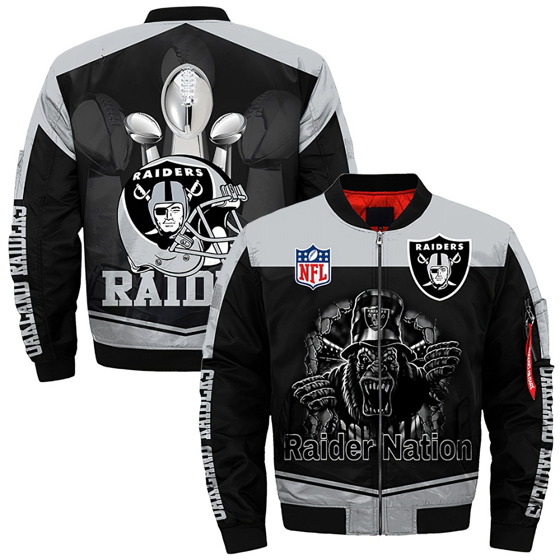 Oakland Raiders Bomber Jacket NFL Fashion winter coat gift for | Etsy
