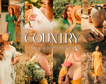 10 COUNTRY Lightroom Presets – Mobile & Desktop – Rustic Warm Presets, Nature Portrait Presets, Natural Presets, Outdoor Earthy Presets