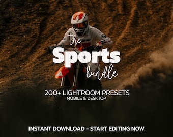 Bundel met meer dan 200 sport-Lightroom-presets – Mobiel en desktop – Cinematische presets, familiepresets, donkere en sfeervolle presets, presets voor honkbal in de buitenlucht