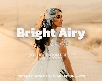 500+ BRIGHT AIRY Lightroom Presets Bundle – Mobile Desktop – Outdoor Wedding Presets, Natural Light Presets, Soft Nature Presets
