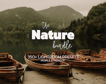 350+ NATURE Lightroom Presets Bundle – Mobile & Desktop – Dunkle, stimmungsvolle Presets, Outdoor-Presets, Warme Presets, Erdige Presets, Reise-Presets