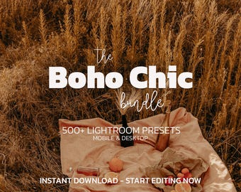 500+ BOHO CHIC Lightroom Presets Bundle – Mobile Desktop – Warm Presets, Outdoor Nature Presets, Family Earthy Presets, Natural Presets
