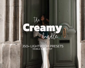 Paquete de más de 350 preajustes cremosos de Lightroom (móvil y de escritorio): preajustes editoriales, preajustes de lujo con un tono melancólico, preajustes de retrato neutro y preajustes estéticos.
