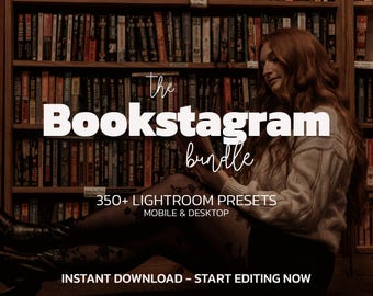 350+ BOOKSTAGRAM Lightroom Presets Bundle – Mobile Desktop – Vintage Creamy Presets, Earthy Presets, Moody Presets, Warm Luxury Presets