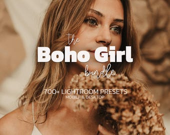 700+ Boho Girl Lightroom Presets Bundle – Mobile Desktop – Indoor Soft Presets, Warm Aesthetic Presets, Natural Presets, Bright Presets