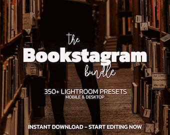 350+ BOOKSTAGRAM Lightroom Presets Bundle – Mobile Desktop – Bookstagram Presets, Warm Earthy Presets, Portrait Presets, Boho Luxury Presets