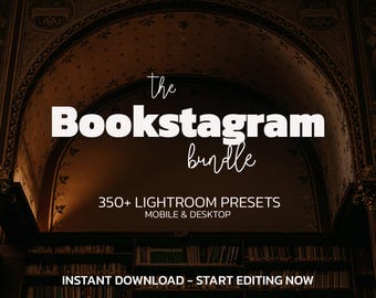 350+ BOOKSTAGRAM Lightroom Presets Bundle – Mobile Desktop – Dark Moody Preset, Earthy Portrait Presets, Warm Luxury Presets, Natural Preset