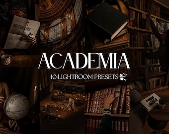 10 Academia Lightroom Presets | Mobile & Desktop | Warm, Moody, Bookstagram, Vintage, Portrait | Lifestyle Blogger | Photo Editing Filters