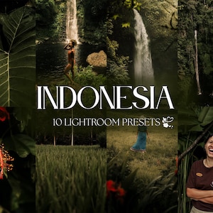10 INDONESIA Lightroom Presets – Mobile Desktop – Moody Presets, Adventure Presets, Travel Presets, Natural Influencer Presets, Warm Presets