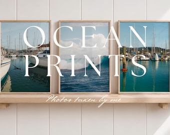 Set of 3 Ocean Prints, Interior Design Wall Art, Surfing Beach Aesthetic, Beachhouse Decor, Home Office Posters (Digital Download)