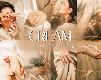 10 CREAM Lightroom-presets – mobiel en desktop – romige presets, neutrale indoorpresets, natuurlijke presets, portretpresets, warme boho-preset