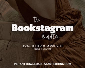 350+ BOOKSTAGRAM Lightroom Presets Bundle – Mobile Desktop – Luxury Presets, Dark Moody Presets, Bookstagram Presets, Earthy Portrait Preset