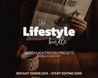 1000+ LIFESTYLE Lightroom-presetsbundel – mobiel bureaublad – Bookstagram-presets, Dark Moody-presets, esthetische presets, warme luxe presets