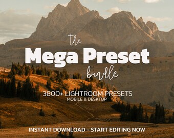 Bundel met meer dan 3800 MEGA Lightroom-presets - Mobiel & Desktop - Reispresets, Zomerpresets, Natuurlijke cinematische presets, Donkere sfeervolle presets