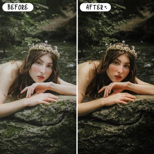 Presets mágicos de cuento de hadas para Lightroom para móviles y ordenadores, presets de retrato con ambiente melancólico, bosque, gótico, paquete de presets oscuros imagen 2