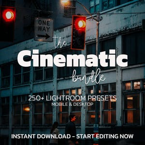 250+ Cinematic Lightroom Preset Bundle | Mobile & Desktop | Dark, Moody, Outdoor, Portrait, City | Lifestyle Blogger | Photo Editing Filters