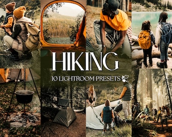 10 paramètres prédéfinis Lightroom de RANDONNÉE - Ordinateur de bureau mobile - Paramètres prédéfinis maussades, paramètres prédéfinis nature naturelle, paramètres prédéfinis extérieur, préréglages terreux chauds, préréglage cinématique