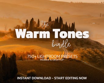 750+ WARM TONES Lightroom Presets Bundle – Mobile Desktop – Outdoor Sunset Presets, Golden Warm Presets, Earthy Presets, Soft Presets