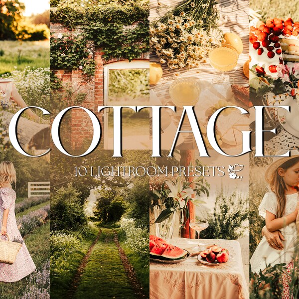 10 COTTAGE CORE Mobile Lightroom Presets | Vintage Meadow Presets | Cottage Core Preset for Instagram | Rustic Country Presets for Blogger |