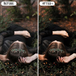 Presets mágicos de cuento de hadas para Lightroom para móviles y ordenadores, presets de retrato con ambiente melancólico, bosque, gótico, paquete de presets oscuros imagen 4
