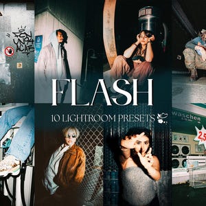 10 DISPOSABLE FLASH Lightroom Presets – Mobile & Desktop – Film Presets, Analog Portrait Presets, Moody Presets, Bright Preset, Retro Preset