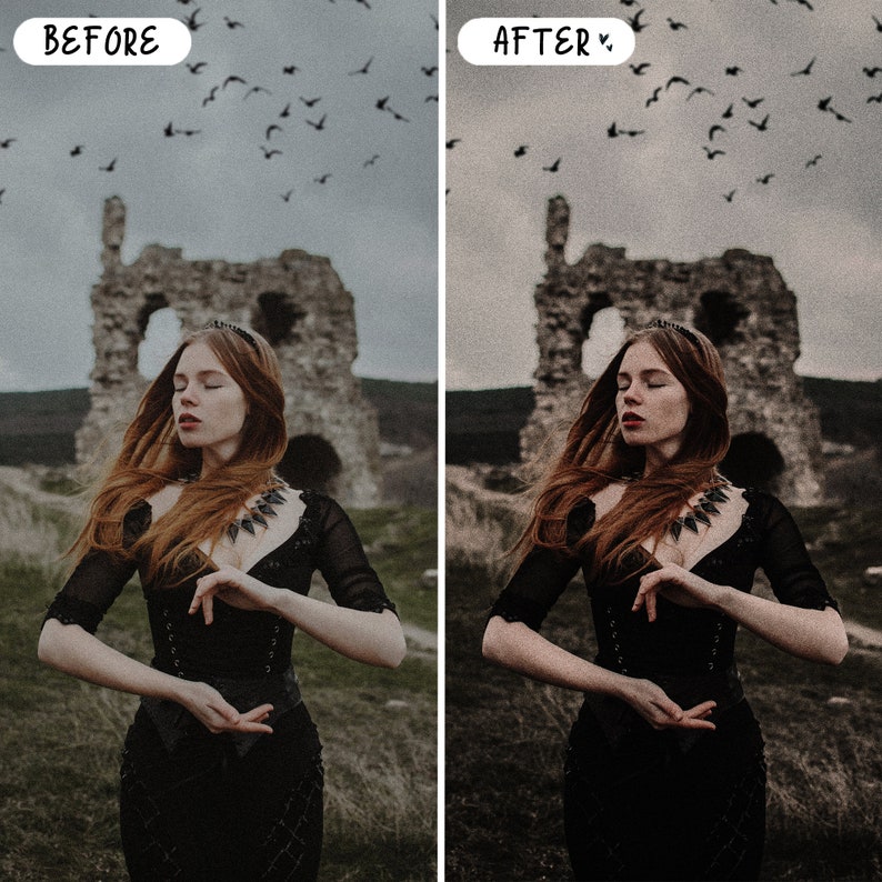 10 GOTHIC Mobile LIGHTROOM Presets Spooky Halloween Presets Gothic Presets Dark Fashion Presets for Instagram Moody Gothic Presets image 10