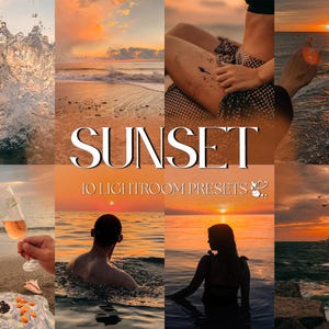 10 Sunset Lightroom Presets | Mobile & Desktop | Golden, Natural, Beach, Outdoor, Warm Summer | Influencer Lifestyle | Photo Editing Filters