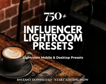 750+ INFLUENCER Lightroom-presetsbundel – mobiel bureaublad – donkere humeurige presets, romige presets, warme natuurlijke presets, modepresets