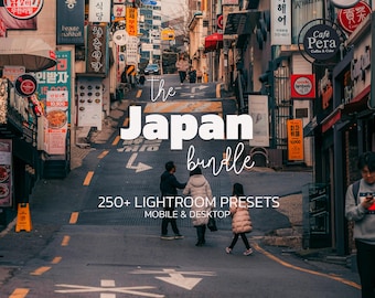 Pacchetto di oltre 250 preset Lightroom GIAPPONE - Mobile e Desktop - Preset cinematografici al neon, Preset per strade buie, Preset per viaggi malinconici, Preset urbani