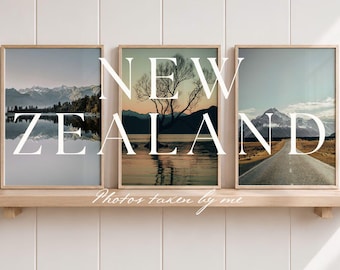 3 Piece Travel Photography Set, Famous New Zealand Landmark Posters, Mt Cook, That Wanaka Tree, Lake Matheson, Home Decor