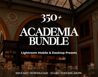 350+ ACADEMIA Lightroom Presets Bundle – Mobile Desktop – Vintage Portrait Presets, Bookstagram Presets, Warm Boho Presets, Earthy Presets