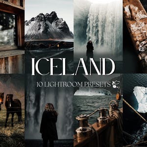 10 Iceland Lightroom Presets | Mobile & Desktop | Travel, Dark, Moody, Natural, Earthy, Nature | Influencer Lifestyle | Photo Editing Filter