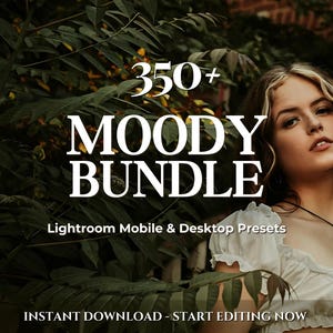 350+ MOODY Lightroom-förinställningar – Mobil skrivbord – Filmiska porträttförinställningar, Jordnära förinställningar, Naturförinställningar utomhus, Varma förinställningar