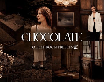 10 Chocolate Lightroom Presets | Mobile & Desktop | Warm Moody, Minimal, Luxury, Aesthetic, Boho | Lifestyle Blogger | Photo Editing Filters