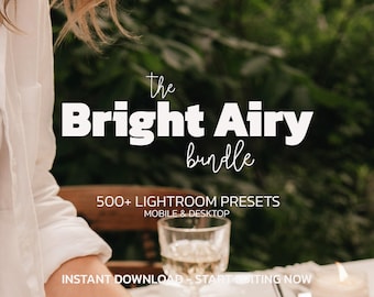 500+ BRIGHT AIRY Lightroom Presets Bundle – Mobile Desktop – Natural Portrait Presets, Warm Presets, Nature Presets, Outdoor Presets