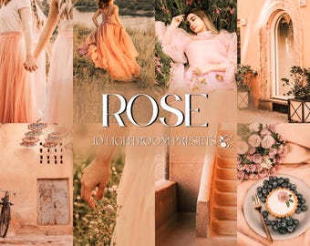 10 ROSE Lightroom Presets – Mobile Desktop – Outdoor Presets, Pink Presets, Travel Portrait Presets, Nature Presets, Warm Cinematic Presets