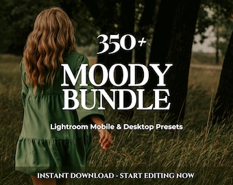 350+ MOODY Lightroom Presets Bundle – Mobile Desktop – Cinematic Earthy Presets, Warm Boho Presets, Nature Presets, Natural Travel Presets
