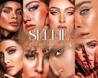10 SELFIE Lightroom Presets – Mobile Desktop – Beauty Presets, Indoor Presets, Warm Presets, Portrait Presets, Bright Studio Presets