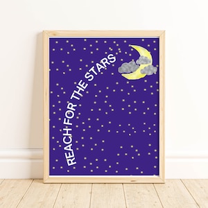 Reach for the Stars Inspirational Quote Nursery Digital Wall Art Printable (5x7) (8x10) (11x14)