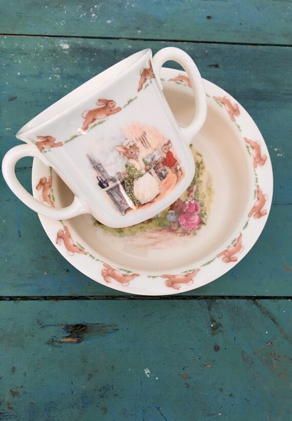 Vintage Bunnykins Baby Cup and Bowl Set by royal Etsy