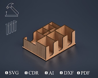 SVG Coffee Bar Organizer, Laser Cut Polywood, Coffee House Accessories Station, Custom Tea Storage, Wooden Coffee Box for Cups, Kitchen Box