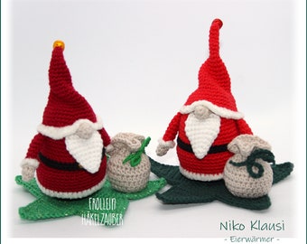 Egg cups & egg warmers - crochet pattern Niko Klausi - table decoration Santa Claus / Christmas - PDF