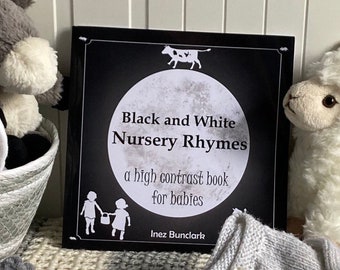 Cadeau de panier de douche de bébé. Comptines en noir et blanc : un livre à contraste élevé pour les bébés.