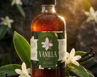 Jarabe de café con vainilla de Madagascar: elaborado artesanalmente para café con leche, cócteles y amantes de la gastronomía.