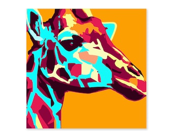Póster de jirafa de arte pop, impresión animal contemporánea (descarga digital)