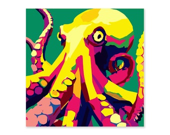 Pop Art Octopus Print, Modern Square Wall Decor (Digital Download)